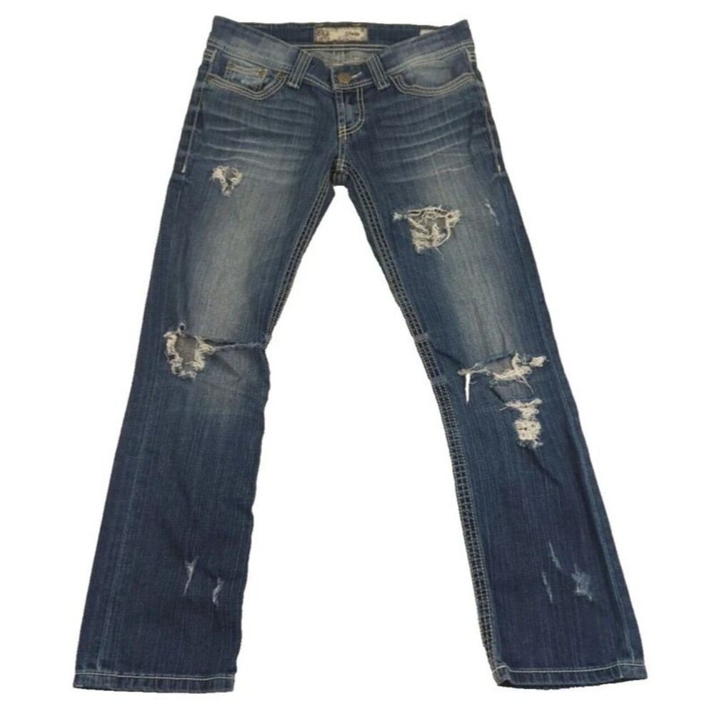 Vintage Y2K BKE Stella Womens 30 Crop Stretch Distressed Jeans BKC1211 Buckle